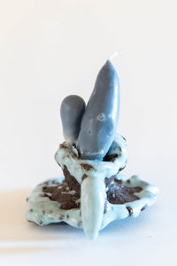 DUNGEON GOODS | LIGHT BLUE AND BROWN CANDLE HOLDER
