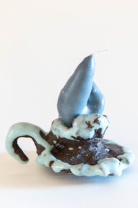 DUNGEON GOODS | LIGHT BLUE AND BROWN CANDLE HOLDER
