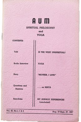 AUM | Spiritual Philosophy and Yoga Vol. 3 No. 1 & 2