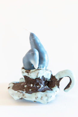 DUNGEON GOODS | LIGHT BLUE AND BROWN CANDLE HOLDER