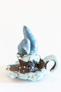 DUNGEON GOODS | LIGHT BLUE AND BROWN CANDLEHOLDER