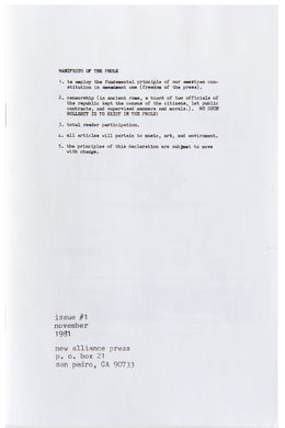 MANIFESTO OF THE PROLE | Issue #1 | Reprint