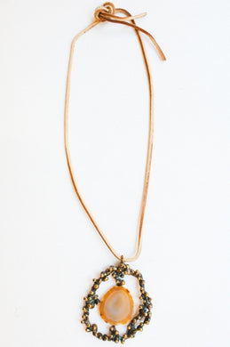 Bronze + Agate Brutalist Pendant
