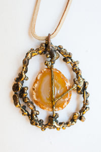 Bronze + Agate Brutalist Pendant