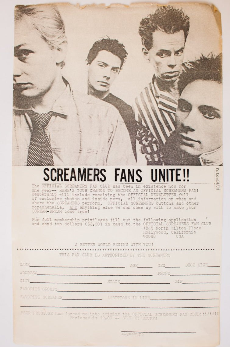 SCREAMERS FAN CLUB | Vintage Flyer