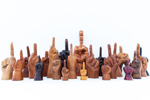 VINTAGE CARVED WOODEN MIDDLE FINGER COLLECTION