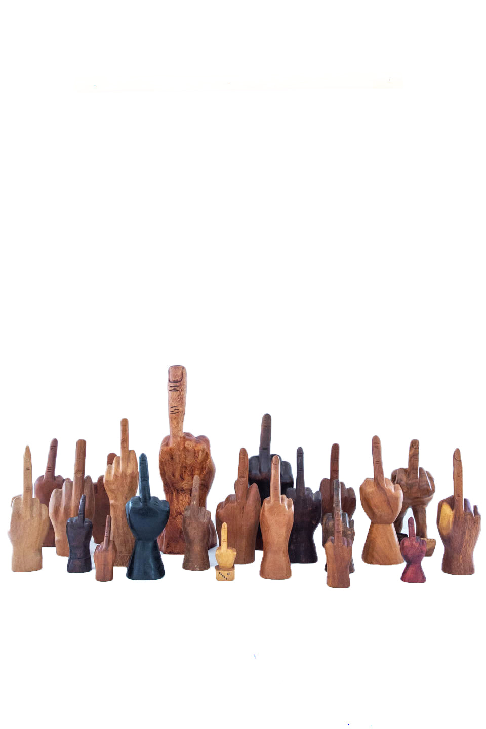 VINTAGE CARVED WOODEN MIDDLE FINGER COLLECTION