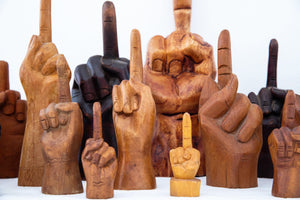 VINTAGE CARVED WOODEN MIDDLE FINGER COLLECTION