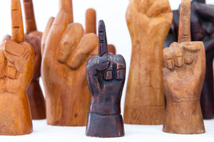 VINTAGE CARVED WOODEN MIDDLE FINGER COLLECTION