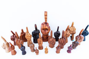 VINTAGE CARVED WOODEN MIDDLE FINGER COLLECTION