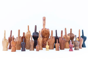 VINTAGE CARVED WOODEN MIDDLE FINGER COLLECTION