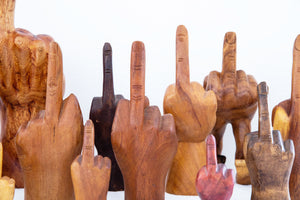 VINTAGE CARVED WOODEN MIDDLE FINGER COLLECTION